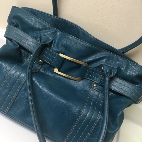 Teal blue organizer handbag - Picture 3 of 5